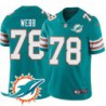 Dolphins #78 Richmond Webb Additional Chest Dolphin Patch Aqua Jersey