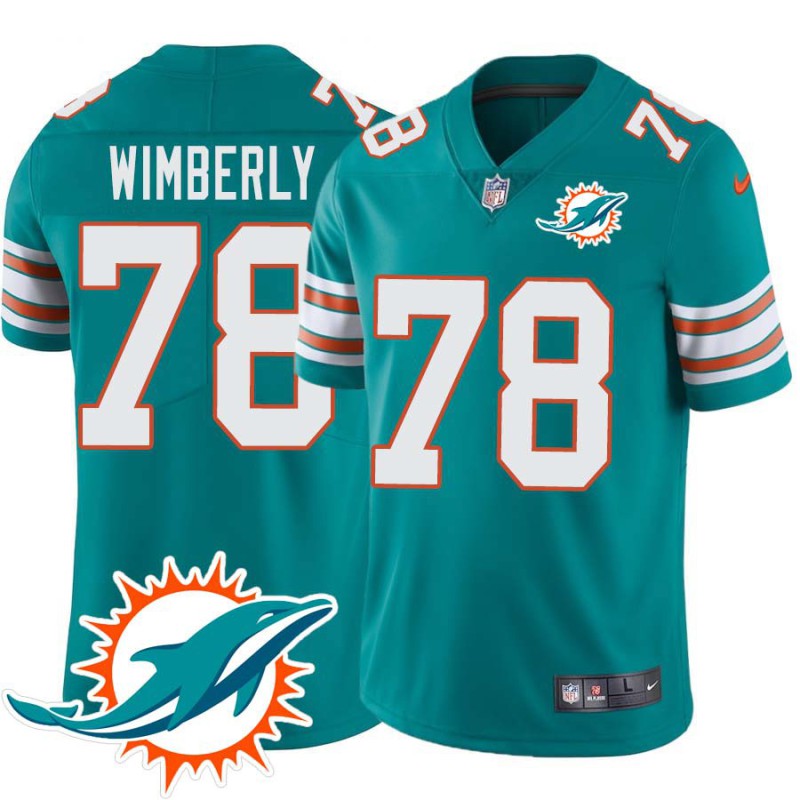 Dolphins #78 Derek Wimberly Additional Chest Dolphin Patch Aqua Jersey