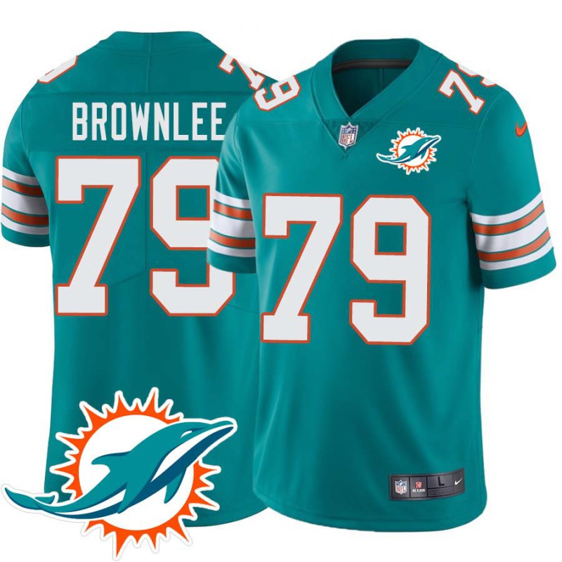 Dolphins #79 Claude Brownlee Additional Chest Dolphin Patch Aqua Jersey