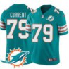 Dolphins #79 Mike Current Additional Chest Dolphin Patch Aqua Jersey