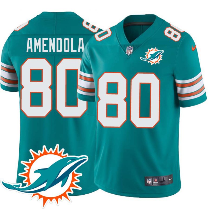 Dolphins #80 Danny Amendola Additional Chest Dolphin Patch Aqua Jersey