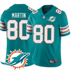 Dolphins #80 Tony Martin Additional Chest Dolphin Patch Aqua Jersey