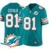 Dolphins #81 Jimmy Cefalo Additional Chest Dolphin Patch Aqua Jersey