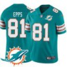 Dolphins #81 Dedrick Epps Additional Chest Dolphin Patch Aqua Jersey