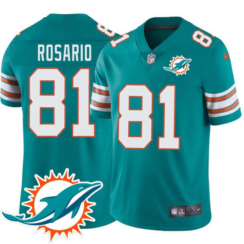 Dolphins #81 Dante Rosario Additional Chest Dolphin Patch Aqua Jersey