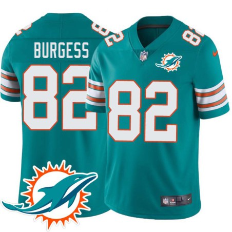 Dolphins #82 Fernanza Burgess Additional Chest Dolphin Patch Aqua Jersey