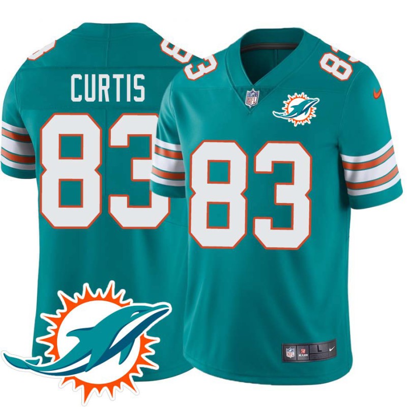 Dolphins #83 Kevin Curtis Additional Chest Dolphin Patch Aqua Jersey