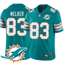 Dolphins #83 Wes Welker Additional Chest Dolphin Patch Aqua Jersey