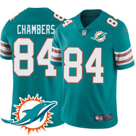 Dolphins #84 Chris Chambers Additional Chest Dolphin Patch Aqua Jersey