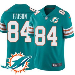 Dolphins #84 Earl Faison Additional Chest Dolphin Patch Aqua Jersey