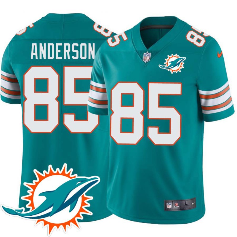 Dolphins #85 Terry Anderson Additional Chest Dolphin Patch Aqua Jersey