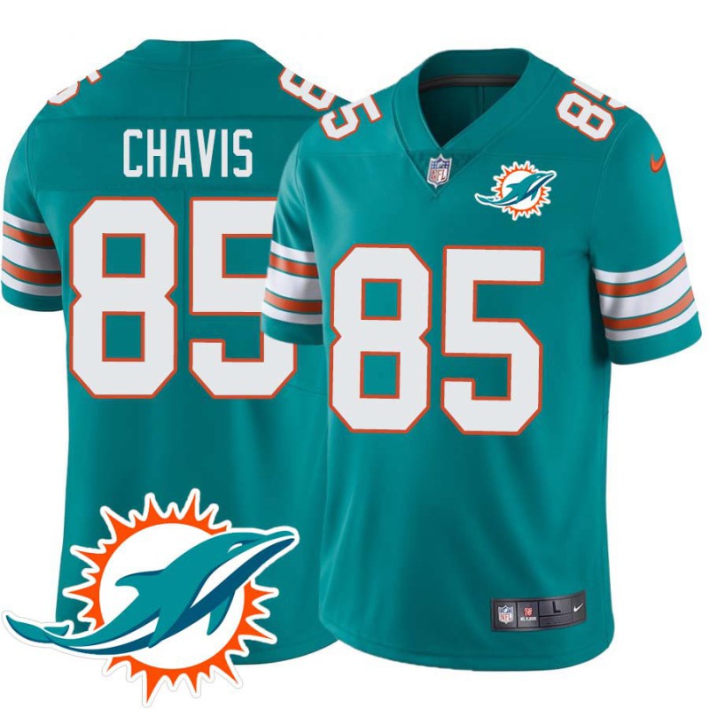 Dolphins #85 Eddie Chavis Additional Chest Dolphin Patch Aqua Jersey