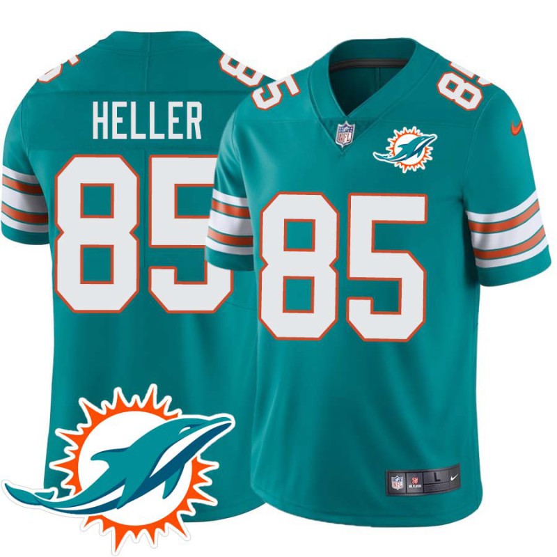 Dolphins #85 Will Heller Additional Chest Dolphin Patch Aqua Jersey