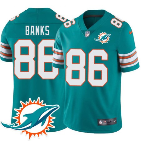 Dolphins #86 Fred Banks Additional Chest Dolphin Patch Aqua Jersey