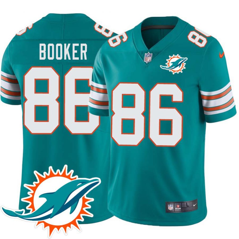 Dolphins #86 Marty Booker Additional Chest Dolphin Patch Aqua Jersey