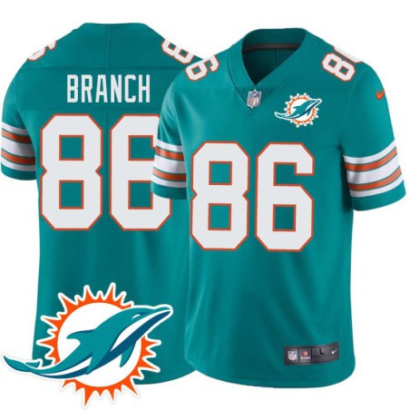 Dolphins #86 Mel Branch Additional Chest Dolphin Patch Aqua Jersey