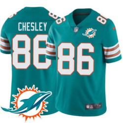 Dolphins #86 John Chesley Additional Chest Dolphin Patch Aqua Jersey