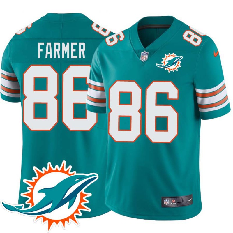 Dolphins #86 George Farmer Additional Chest Dolphin Patch Aqua Jersey