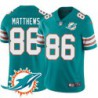 Dolphins #86 Rishard Matthews Additional Chest Dolphin Patch Aqua Jersey