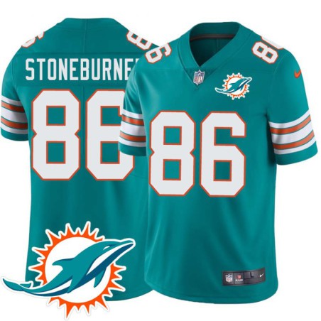 Dolphins #86 Jake Stoneburner Additional Chest Dolphin Patch Aqua Jersey