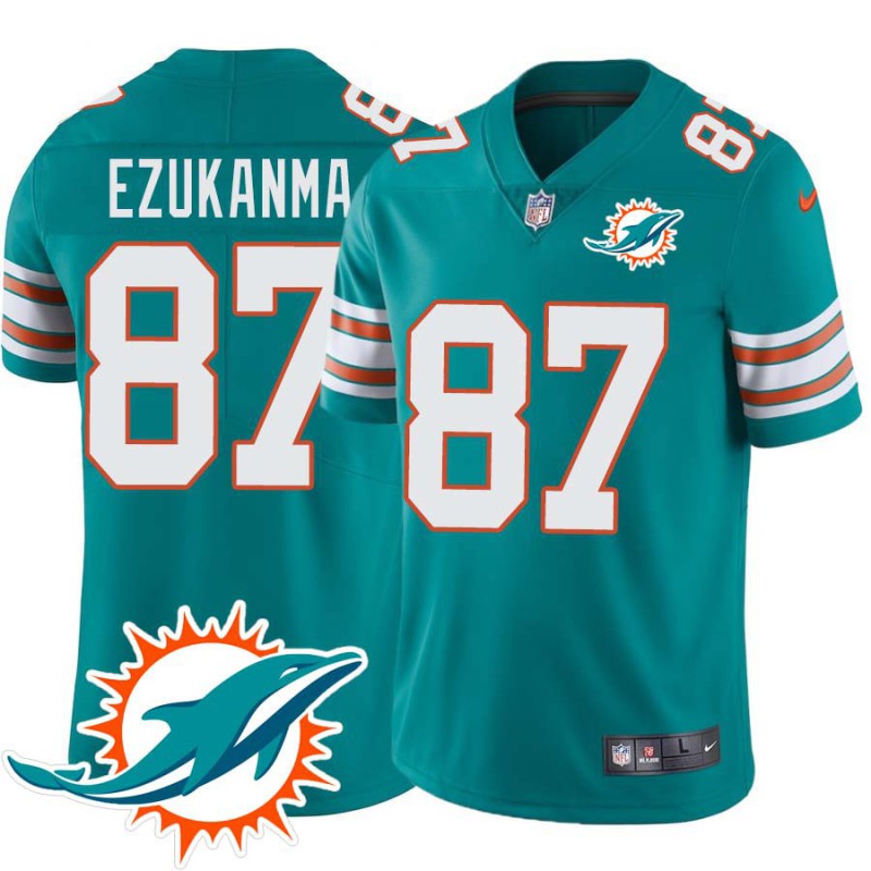 Dolphins #87 Erik Ezukanma Additional Chest Dolphin Patch Aqua Jersey