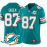 Dolphins #87 Yatil Green Additional Chest Dolphin Patch Aqua Jersey