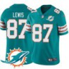 Dolphins #87 David Lewis Additional Chest Dolphin Patch Aqua Jersey