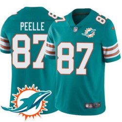Dolphins #87 Justin Peelle Additional Chest Dolphin Patch Aqua Jersey
