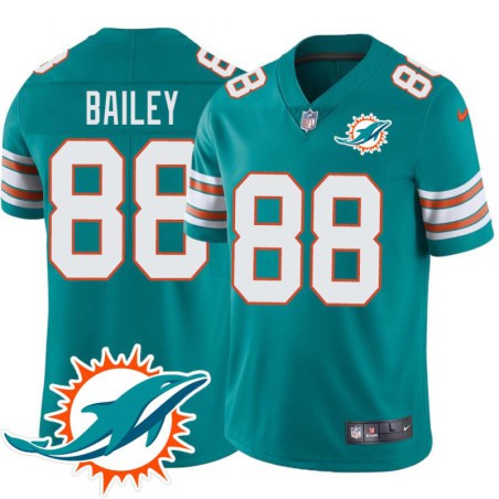 Dolphins #88 Elmer Bailey Additional Chest Dolphin Patch Aqua Jersey