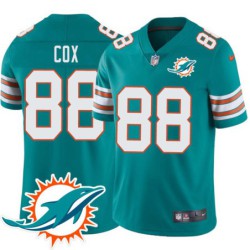 Dolphins #88 Arthur Cox Additional Chest Dolphin Patch Aqua Jersey