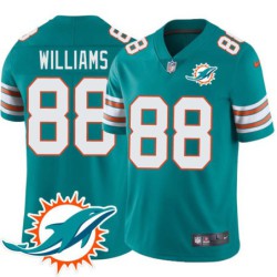 Dolphins #88 Brandon Williams Additional Chest Dolphin Patch Aqua Jersey