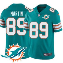 Dolphins #89 Tony Martin Additional Chest Dolphin Patch Aqua Jersey