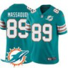 Dolphins #89 Tim Massaquoi Additional Chest Dolphin Patch Aqua Jersey