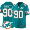 Dolphins #90 Rob Burnett Additional Chest Dolphin Patch Aqua Jersey