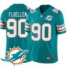 Dolphins #90 Andre Fluellen Additional Chest Dolphin Patch Aqua Jersey