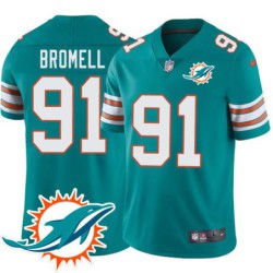 Dolphins #91 Lorenzo Bromell Additional Chest Dolphin Patch Aqua Jersey