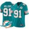 Dolphins #91 Vonnie Holliday Additional Chest Dolphin Patch Aqua Jersey