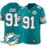 Dolphins #91 Ed Judie Additional Chest Dolphin Patch Aqua Jersey