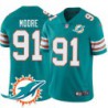 Dolphins #91 Mack Moore Additional Chest Dolphin Patch Aqua Jersey