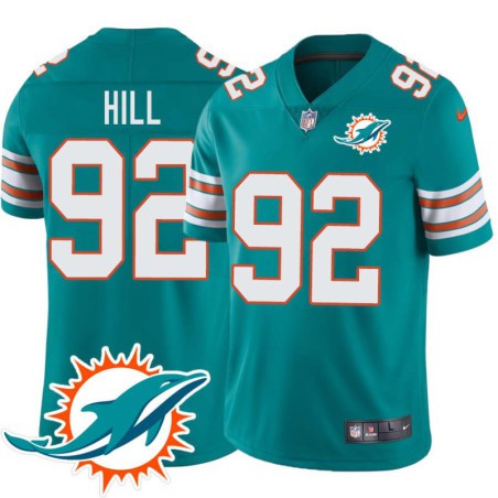 Dolphins #92 Nate Hill Additional Chest Dolphin Patch Aqua Jersey