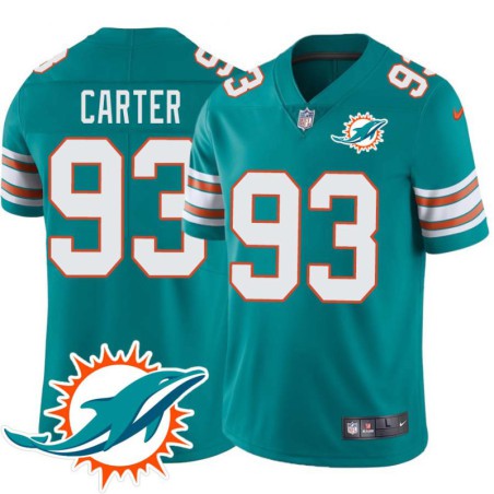 Dolphins #93 Kevin Carter Additional Chest Dolphin Patch Aqua Jersey