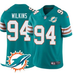 Dolphins #94 Christian Wilkins Additional Chest Dolphin Patch Aqua Jersey