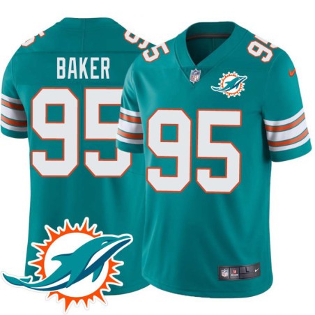 Dolphins #95 Chris Baker Additional Chest Dolphin Patch Aqua Jersey