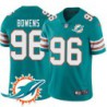 Dolphins #96 David Bowens Additional Chest Dolphin Patch Aqua Jersey