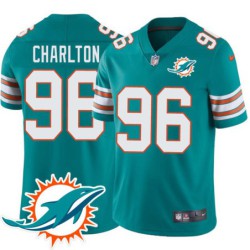 Dolphins #96 Taco Charlton Additional Chest Dolphin Patch Aqua Jersey