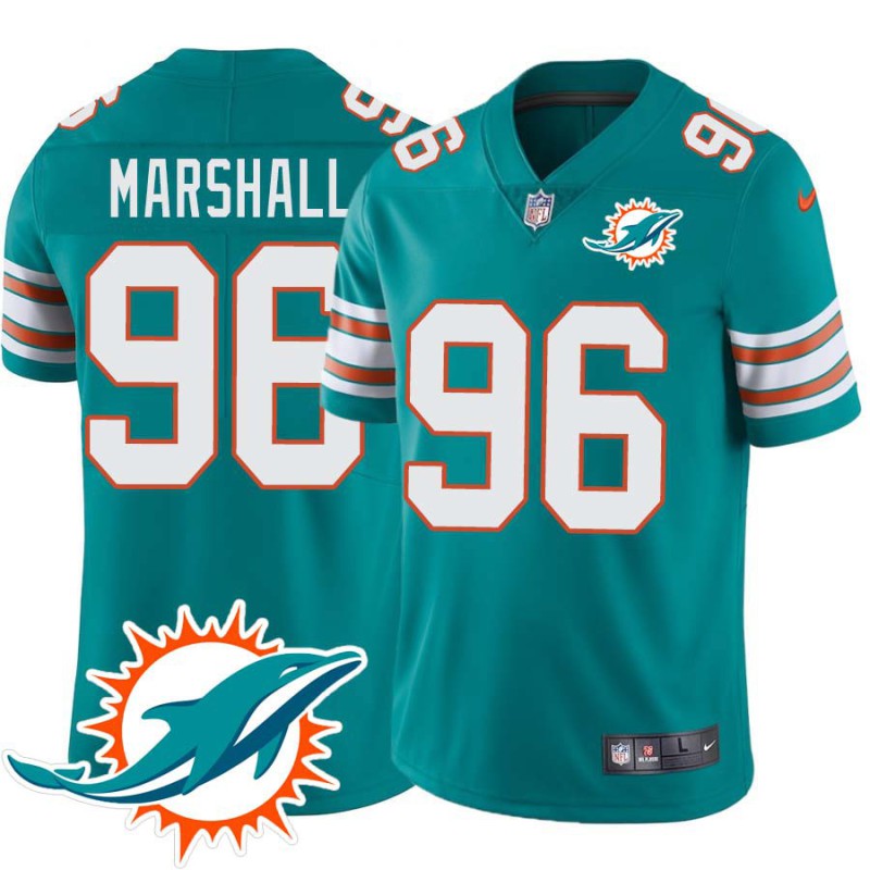 Dolphins #96 David Marshall Additional Chest Dolphin Patch Aqua Jersey