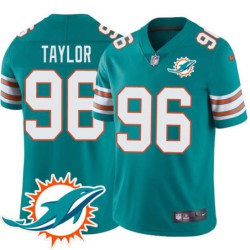 Dolphins #96 Vincent Taylor Additional Chest Dolphin Patch Aqua Jersey