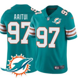 Dolphins #97 Isaako Aaitui Additional Chest Dolphin Patch Aqua Jersey