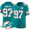 Dolphins #97 Jeff Hunter Additional Chest Dolphin Patch Aqua Jersey