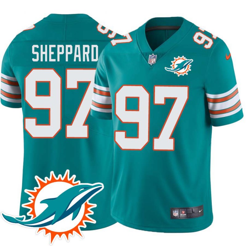 Dolphins #97 Kelvin Sheppard Additional Chest Dolphin Patch Aqua Jersey